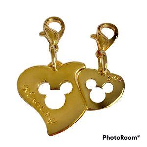 Vintage Mickey Mouse Heart Charm Zipper Pull Purse Clip On Signed Mommy & Me
